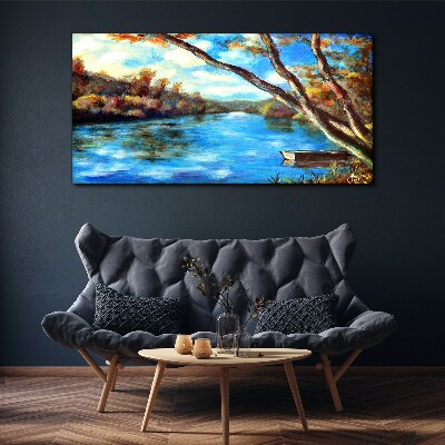 Obraz canvas Lesné rieka mrak príroda
