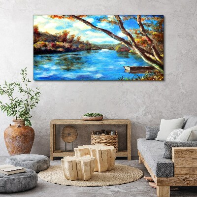 Obraz canvas Lesné rieka mrak príroda
