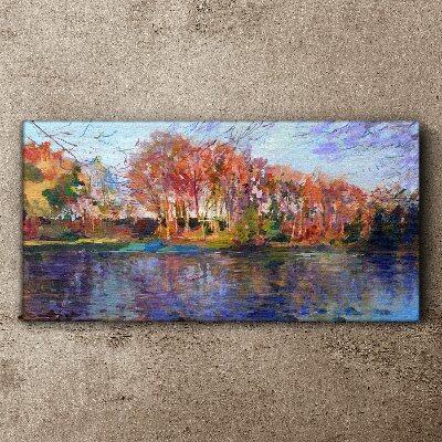 Obraz canvas Jesenná panoráma nad riekou