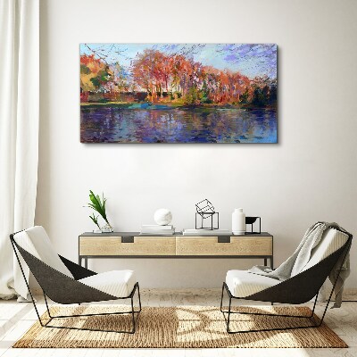 Obraz canvas Jesenná panoráma nad riekou