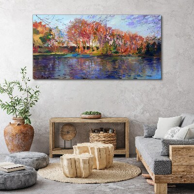 Obraz canvas Jesenná panoráma nad riekou