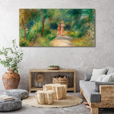 Obraz na plátne Baby žena s lesnou cestou