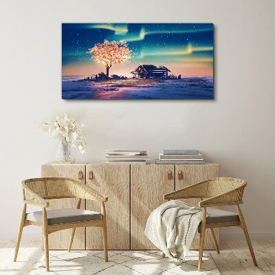 Obraz na plátne Abstrakcia strom obloha noc