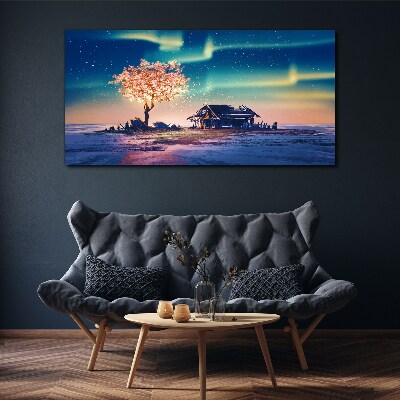 Obraz na plátne Abstrakcia strom obloha noc