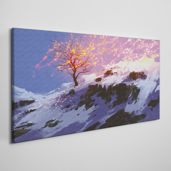 Obraz na plátne Horský strom zimné sneh