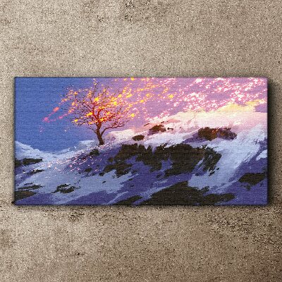 Obraz na plátne Horský strom zimné sneh