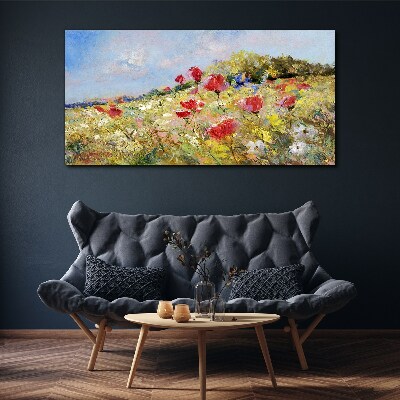 Obraz canvas Kvetinová krajina v letnom slnku