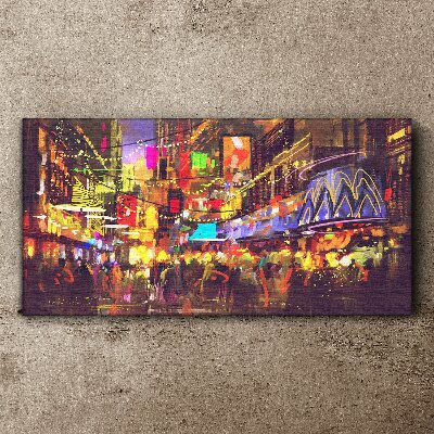 Obraz na plátne Mesto Ázie nočné ľudia