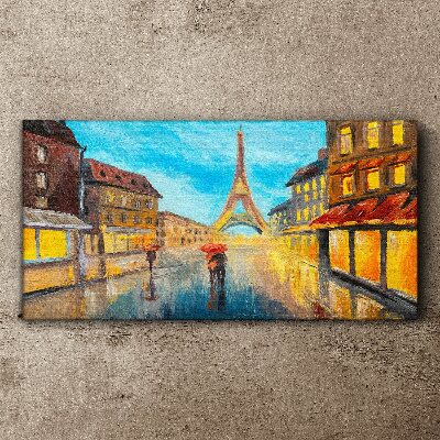 Obraz na plátne Parížska ulica v daždi