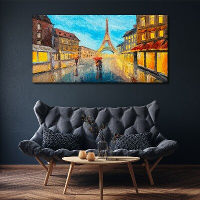 Obraz na plátne Parížska ulica v daždi