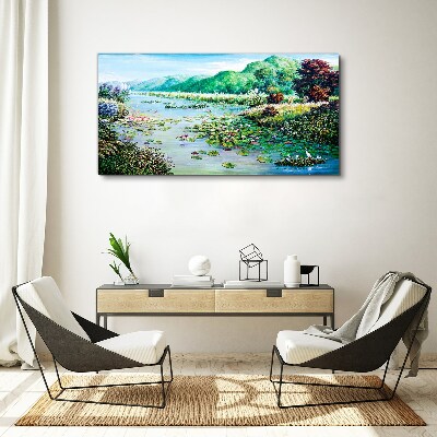 Obraz canvas Krajina s leknami