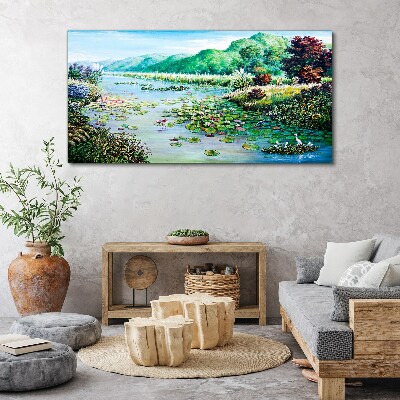 Obraz canvas Rieka kvety kvety kopca