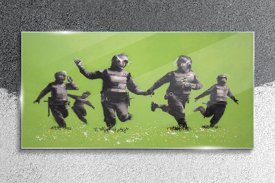 Skleneny obraz Poriadková polícia na Banksy Field
