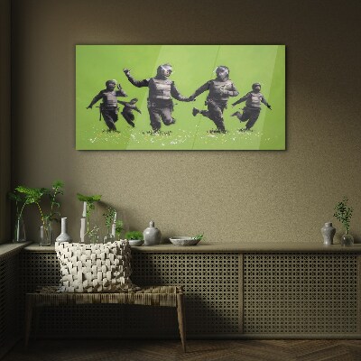 Skleneny obraz Poriadková polícia na Banksy Field