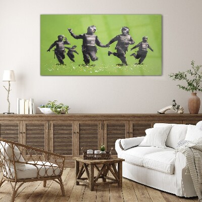 Skleneny obraz Poriadková polícia na Banksy Field