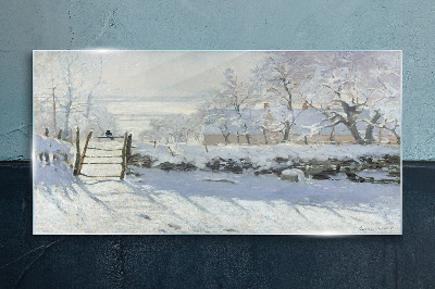 Obraz na skle Zimná krajina s bránou