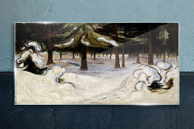 Obraz na skle Zima v lesnej munch