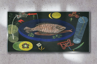 Skleneny obraz Okolo rýb paul klee