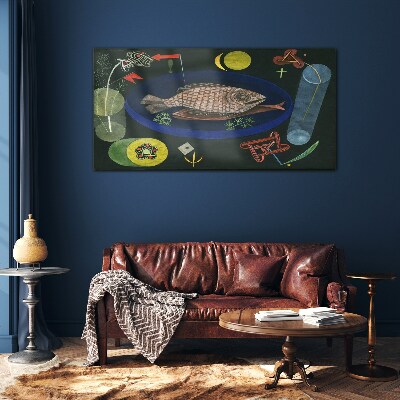 Skleneny obraz Okolo rýb paul klee