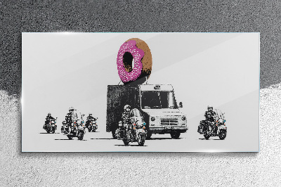 Skleneny obraz Donuts Police Banksy
