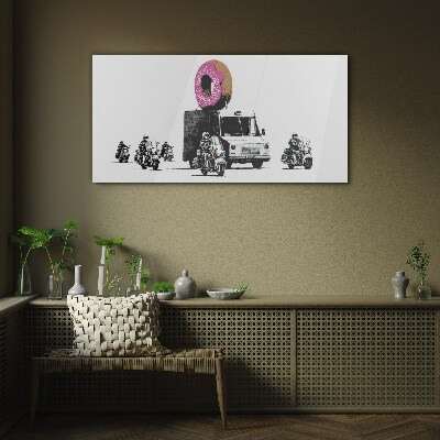 Skleneny obraz Donuts Police Banksy