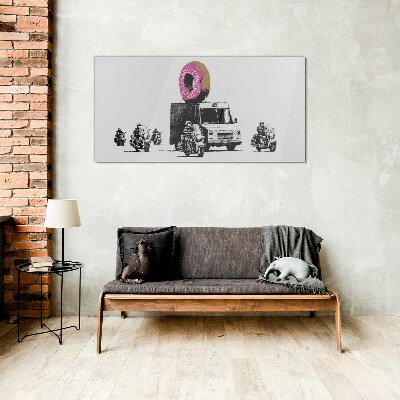Skleneny obraz Donuts Police Banksy