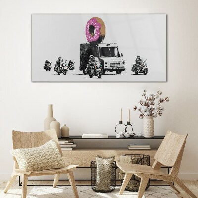 Skleneny obraz Donuts Police Banksy