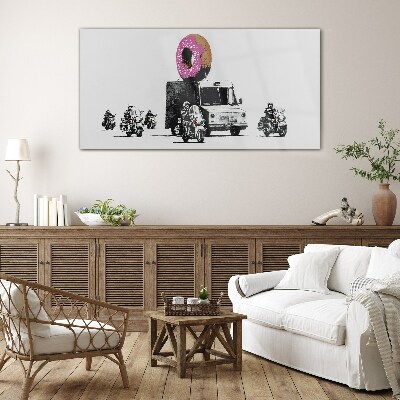 Skleneny obraz Donuts Police Banksy