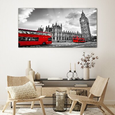 Skleneny obraz Londýnske očnej červené autobusy