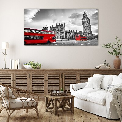 Skleneny obraz Londýnske očnej červené autobusy