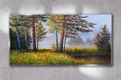 Skleneny obraz Lesné trávy kvety