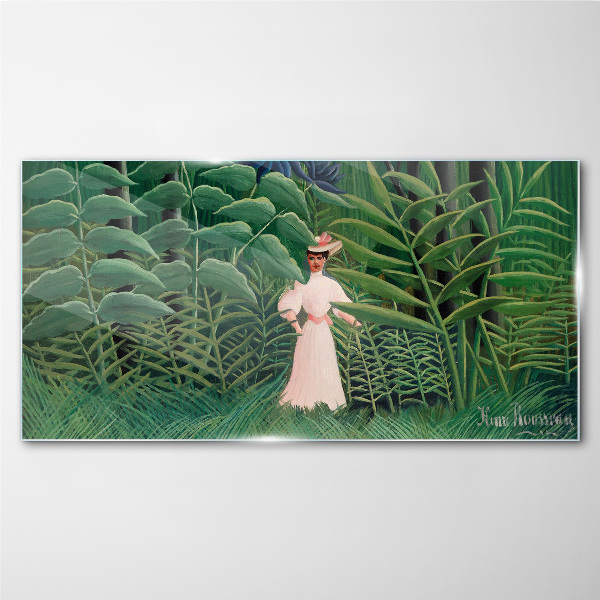 Sklenený obraz Džungľa žena listy