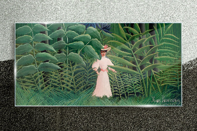 Sklenený obraz Džungľa žena listy