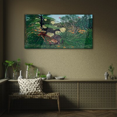 Sklenený obraz Džungľa tiger ovocný strom