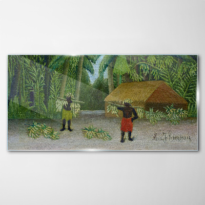 Sklenený obraz Zber banánov v tropickej krajine