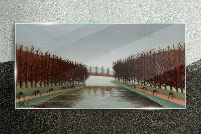 Sklenený obraz Park stromy rieka obloha