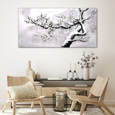 Skleneny obraz Zimné snehové konáre stromov
