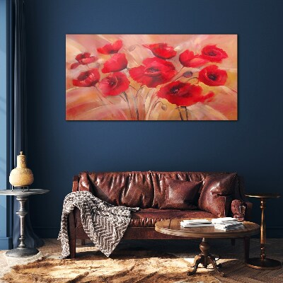 Skleneny obraz Červené kvety mak