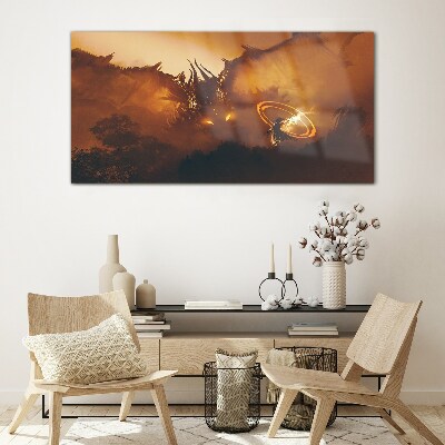 Skleneny obraz Fantasy dragon maľovanie