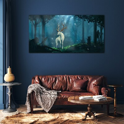 Skleneny obraz Lovci fantázie lesné zvieratá