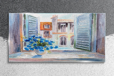 Skleneny obraz Maľovanie kvety strechy