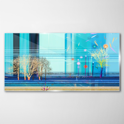 Skleneny obraz Abstrakcie parku stromy