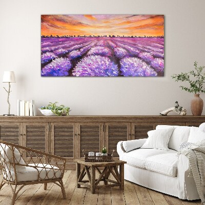 Skleneny obraz Levanduľové polia západ slunce