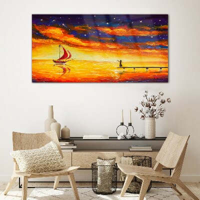 Skleneny obraz Abstrakcia lodi nočná obloha