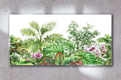 Skleneny obraz Moderné kvety listy