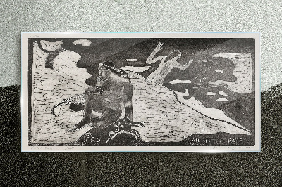 Sklenený obraz Postava na pozadí abstraktných tvarov