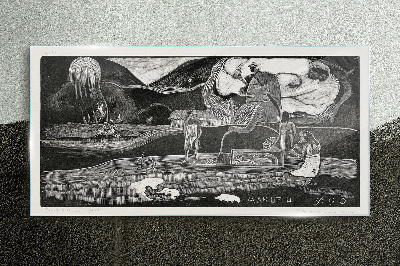 Sklenený obraz Krajina s postavou a prírodou