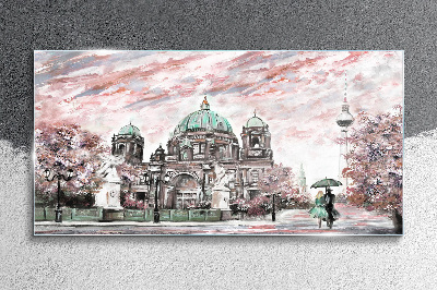 Skleneny obraz Berlínska architektúra v jarných farbách