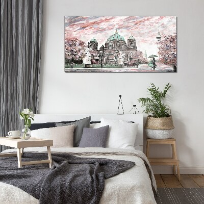 Skleneny obraz Berlínska architektúra v jarných farbách