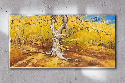 Skleneny obraz Jesenné lesné lístie